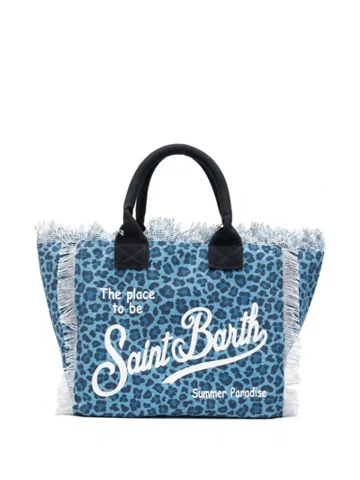 Mc2 Saint Barth Vanity Leopard-print Tote Bag In Blue
