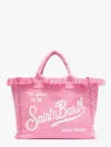 Mc2 Saint Barth Vanity Linen Handbag With Logo Print