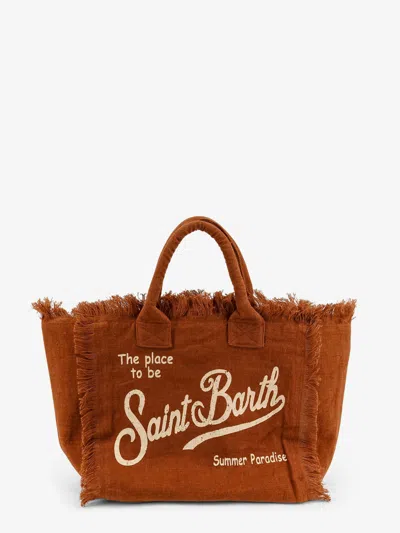 Mc2 Saint Barth Vanity Linen Shoulder Bag In Brown