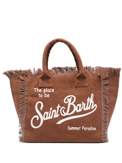 Mc2 Saint Barth Vanity Logo-print Beach Bag In Braun