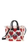 Mc2 Saint Barth Vanity Mini - Cotton Canvas Bag With Hearts Pattern