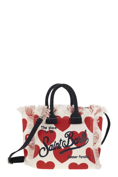 Mc2 Saint Barth Vanity Mini - Cotton Canvas Bag With Hearts Pattern