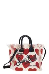 MC2 SAINT BARTH MC2 SAINT BARTH VANITY MINI - COTTON CANVAS BAG WITH HEARTS PATTERN