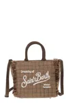 Mc2 Saint Barth Check-pattern Vanity Mini Wool Tote Bag In Brown
