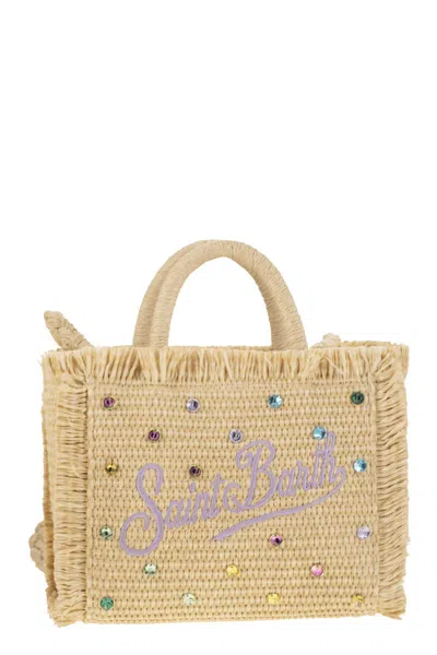 Mc2 Saint Barth Vanity Mini - Straw Effect Bag With Rhinestone Decorations