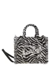 Mc2 Saint Barth Zebra Felt Mini Tote Bag In Black