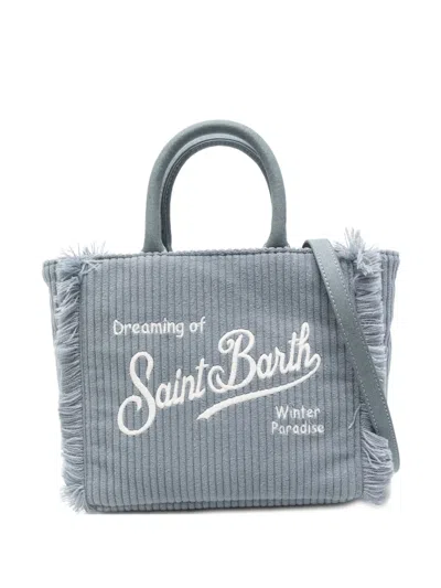 Mc2 Saint Barth Vanity Mini Corduroy Fringed Vanity Tote Bag In Gray