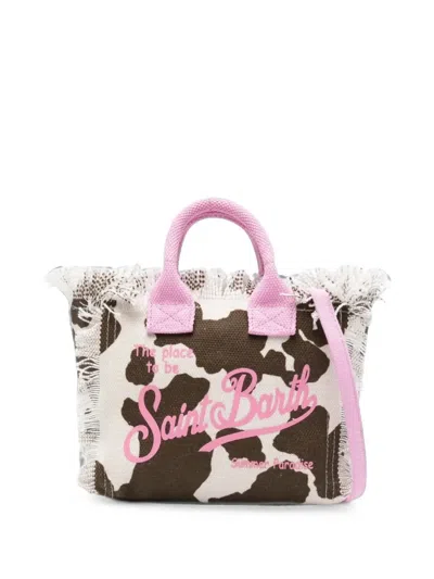 Mc2 Saint Barth Kids' Vanity Mini Cow-print Tote Bag In Animal Print