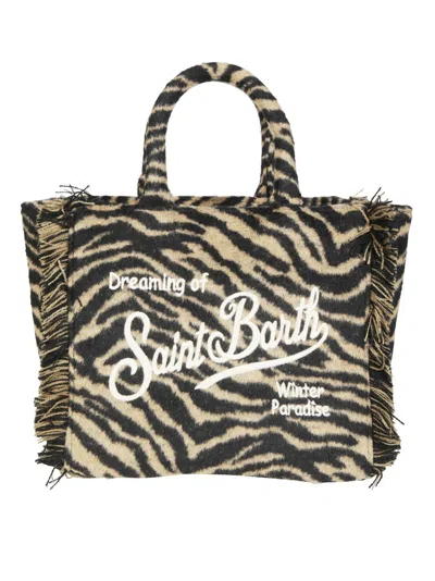 Mc2 Saint Barth Vanity Mini Felt Zebra Handbag In Gray