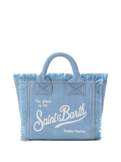 Mc2 Saint Barth Vanity Mini Frayed Tote Bag In Blue