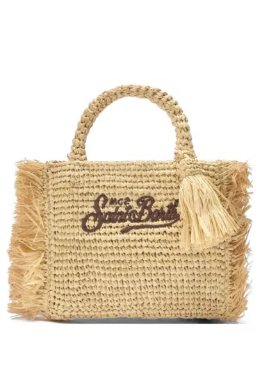 Mc2 Saint Barth Vanity Mini Fringe-trim Tote Bag In Brown