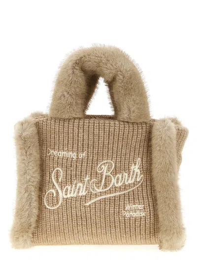 Mc2 Saint Barth Vanity Mini Shearling Rib Hand Bags Beige In Neutral