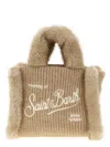 Mc2 Saint Barth Vanity Mini Shearling Rib Hand Bags Beige In Brown