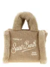 Mc2 Saint Barth Vanity Mini Shearling Rib Hand Bags Beige In Brown