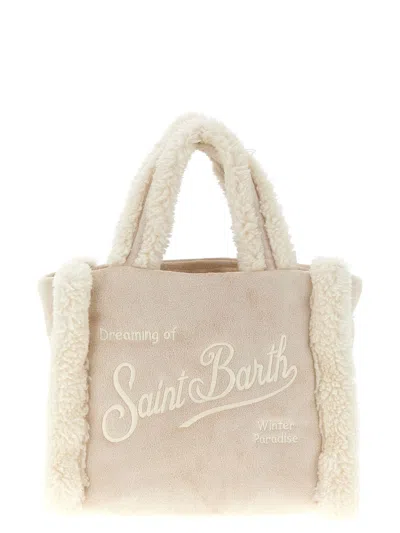 Mc2 Saint Barth Kids' "vanity Mini Shearling" Tote Bag In Sand