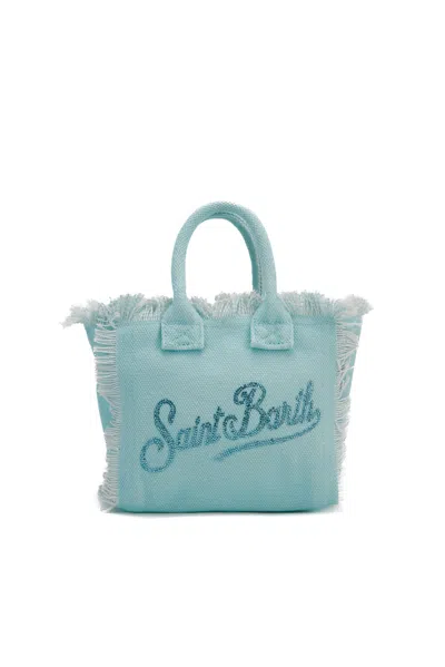 Mc2 Saint Barth Vanity Mini Strass Light Blue Bag In Azzurro