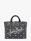 Mc2 Saint Barth Vanity Mini Straw Handbag With Rhinestones Motif