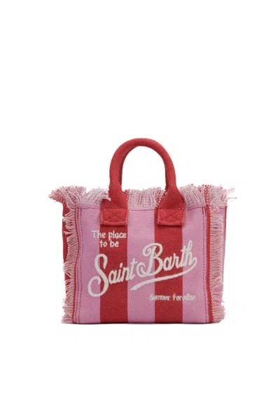 Mc2 Saint Barth Vanity Mini Stripes Pop Bag In Rosso/rosa