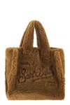 Mc2 Saint Barth Vanity Mini Teddy - Sherpa Handbag With Logo In Brown