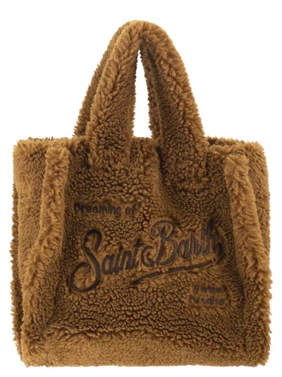 Mc2 Saint Barth Vanity Mini Teddy Sherpa Handbag With Logo In Pink