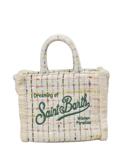 Mc2 Saint Barth "vanity" Mini Tweed Handbag In White