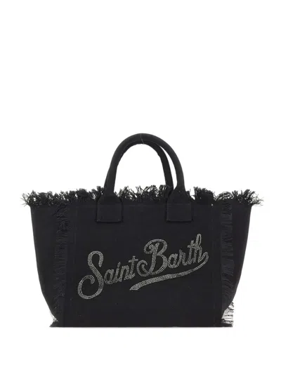 Mc2 Saint Barth Vanity Rhinestone-logo Fringed Tote Bag In Pink