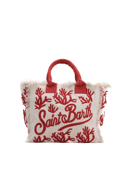 Mc2 Saint Barth Vanity Rug Coral Bag In Bianco/rosso