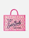 Mc2 Saint Barth Vanity Shoulder Raffia Bag With Saint Barth Embroidery In Multicolor