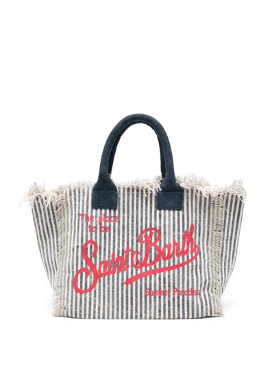 Mc2 Saint Barth Vanity Striped Frayed Beach Bag In Multi