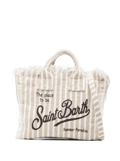 Mc2 Saint Barth Vanity Striped Fringed Mini Bag In Multi