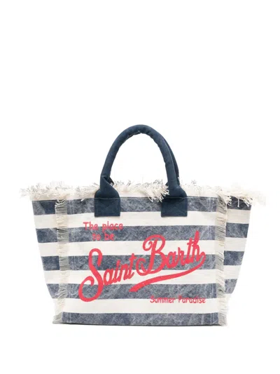 Mc2 Saint Barth Vanity Striped Fringed Tote Bag In Multi