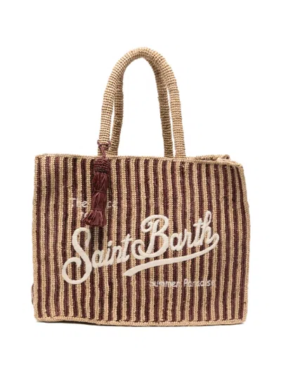 Mc2 Saint Barth Vanity Striped Shoulder Bag In Brown