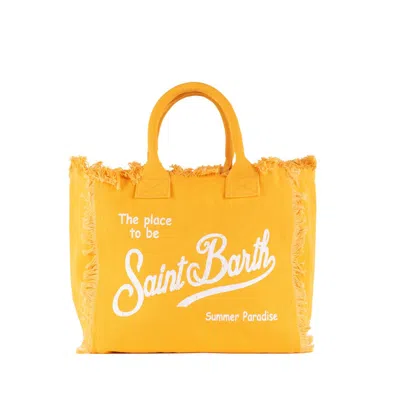 Mc2 Saint Barth Vanity Tote Bag In Yellow Cotton Canvas
