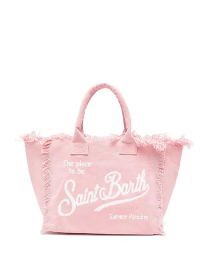 Mc2 Saint Barth Mini Vanity Frayed Tote Bag In Pink