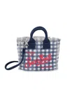 Mc2 Saint Barth Vanity Vichy Mini Blue Tote Bag In Multi