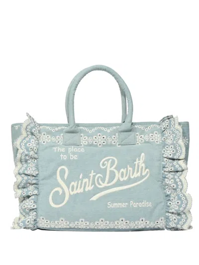 Mc2 Saint Barth Vanity Volant Ruffled Tote Bag In Blue
