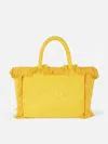 Mc2 Saint Barth Vanity Yellow Terry Shoulder Bag With Embossed Logo In Yellow