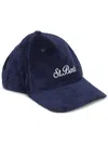 Mc2 Saint Barth Velvet Baseball Cap With Logo In Blue