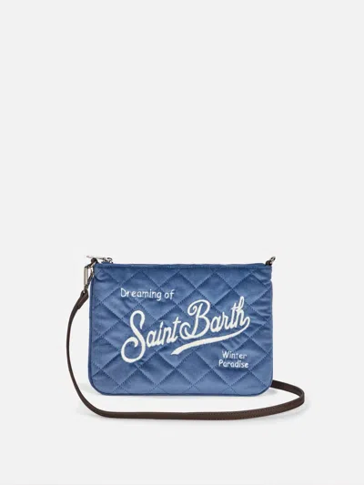 Mc2 Saint Barth Velvet Quilt Light Blue Parisienne Sherpa Cross-body Pouch Bag In Sky