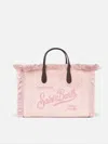 Mc2 Saint Barth Velvet Quilt Pink Colette Handbag With Fringes In Pink