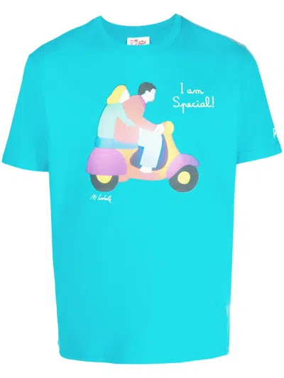 Mc2 Saint Barth Vespa Friend Cotton T-shirt In Blue