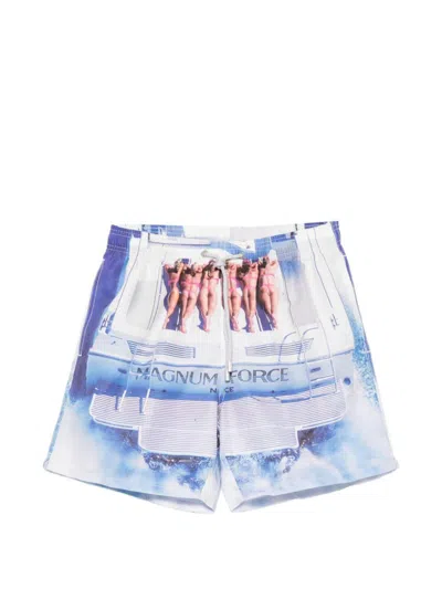 Mc2 Saint Barth Vibrant Graphic Print Shorts With Drawstring Waistband In Blue