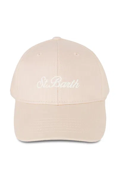 Mc2 Saint Barth Vintage Linen Beige Baseball Cap With Embroidered Logo In Neutral