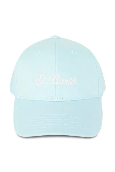 Mc2 Saint Barth Vintage Linen Light Blue Baseball Cap With Embroidered Logo