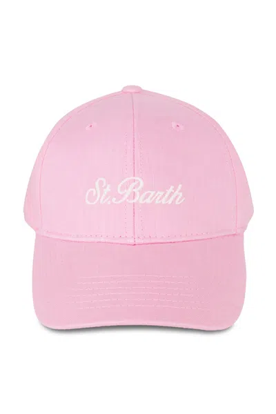 Mc2 Saint Barth Vintage Linen Light Pink Baseball Cap With Embroidered Logo
