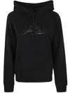 Mc2 Saint Barth Cotton Hoodie With Rhinestone Logo In Black