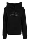 Mc2 Saint Barth Cotton Hoodie With Rhinestone Logo In Black