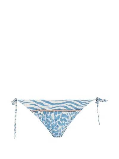 Mc2 Saint Barth Virgo Animal-print Bikini Bottoms In Blue