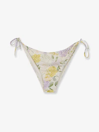 Mc2 Saint Barth Virgo Bikini Slip With Lemony Flower Print In Yellow