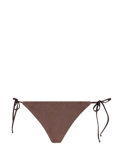 Mc2 Saint Barth Virgo Crinkle-effect Bikini Bottoms In Brown